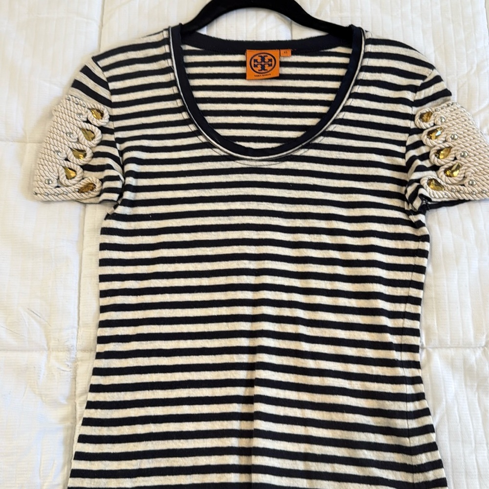 Tory Burch Shirt w/ Jewel Embellished Shoulders